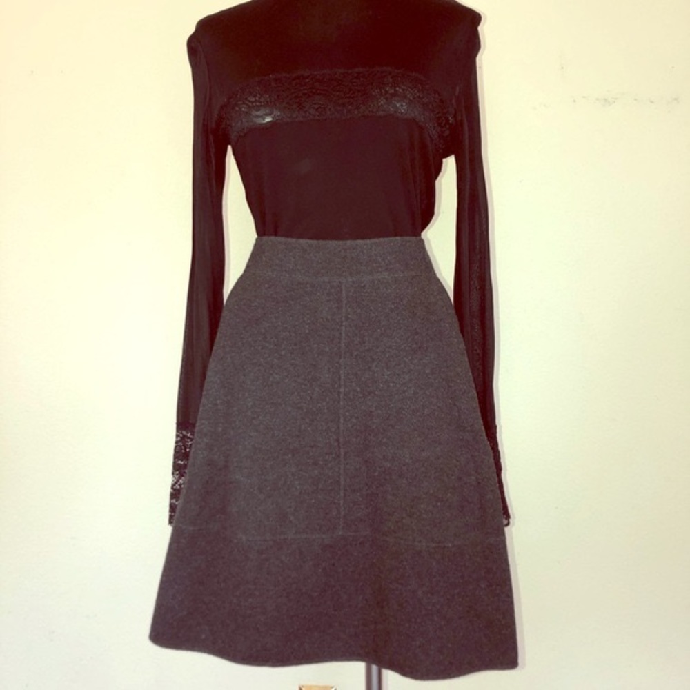 Vintage Oscar de la Renta Cashmere Box Pleat Mini Skirt